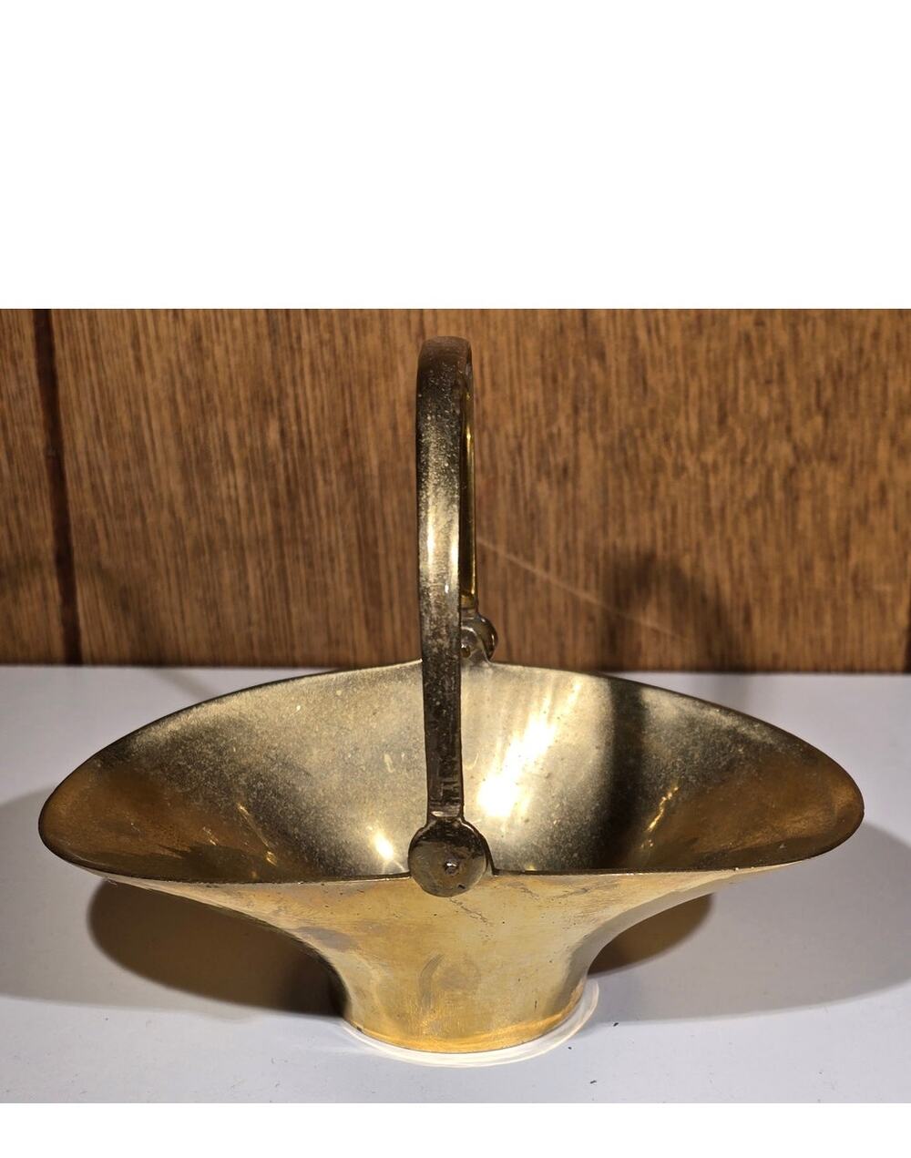 Vintage Brass Basket Swing Handle Oval Footed Decorative Bowl